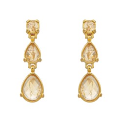 Brinco Fane's Pedras Naturais Citrino Dourado