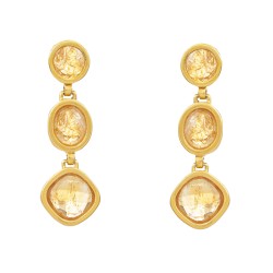 Brinco Fane's Pedra Natural Citrino Dourado