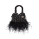 Bolsa Isla Mini Tote Glam Plumas Preta