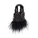 Bolsa Isla Mini Tote Glam Plumas Preta
