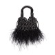 Bolsa Isla Mini Tote Glam Plumas Preta