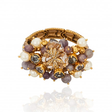 Pulseira Camila Klein Fouquet Pedras Naturais Ouro Velho