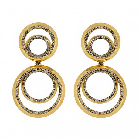 Brinco Hector Albertazzi Sirius Longo Strass Ouro Vintage