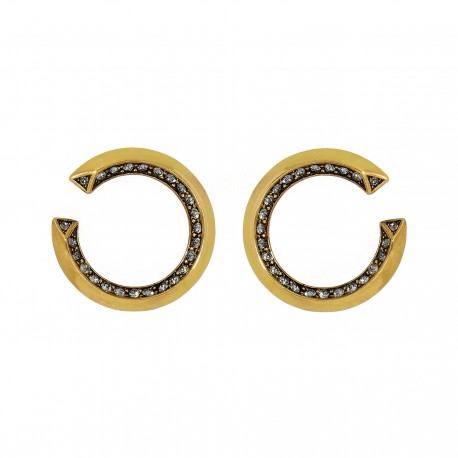 Brinco Hector Albertazzi Sirius Midei Strass Ouro Vintage