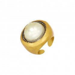 Anel Hector Albertazzi Sirius Pérola Maxi Ouro Vintage
