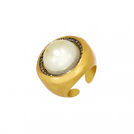 Anel Hector Albertazzi Sirius Pérola Maxi Ouro Vintage