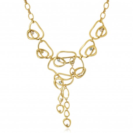 Colar Claudia Arbex Célula Cristais Ouro Vintage
