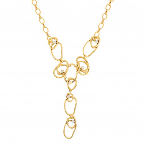 Colar Claudia Arbex Célula Cristais Ouro Vintage