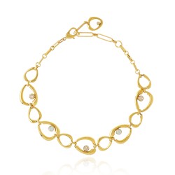 Colar Claudia Arbex Célula Cristais Ouro Vintage