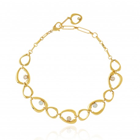 Colar Claudia Arbex Célula Cristais Ouro Vintage