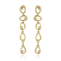 Brinco Claudia Arbex Célula Longo Ouro Vintage