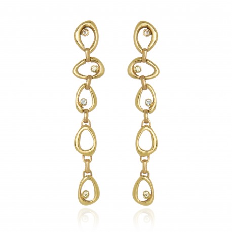Brinco Claudia Arbex Célula Longo Ouro Vintage
