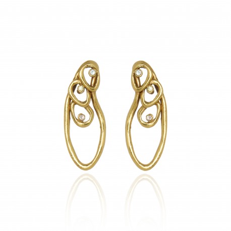 Brinco Claudia Arbex Célula Cristais Ouro Vintage