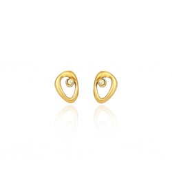Brinco Claudia Arbex Célula Cristal Ouro Vintage