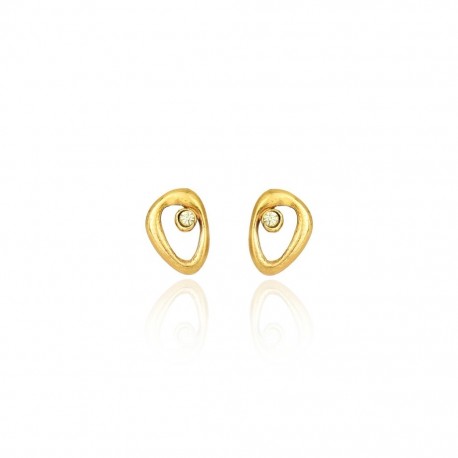 Brinco Claudia Arbex Célula Cristal Ouro Vintage