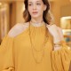 Colar Claudia Arbex Célula Longo Ouro Vintage