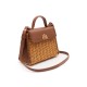 Bolsa Isla Selene Top Handle Rattan Couro Caramelo