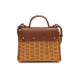 Bolsa Isla Selene Top Handle Rattan Couro Caramelo