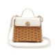 Bolsa Isla Selene Top Handle Rattan Couro Chantilly