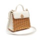 Bolsa Isla Selene Top Handle Rattan Couro Chantilly