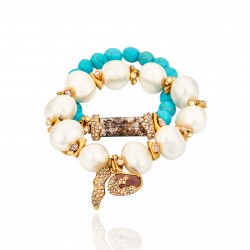 Pulseira Camila Klein Verano Infinito Kit Pérolas Ouro Velho