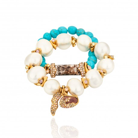 Pulseira Camila Klein Verano Infinito Kit Pérolas Ouro Velho
