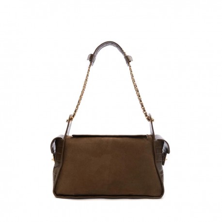 Bolsa Isla Anne Hobo Camurça Maxi Croco Oliva