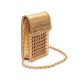 Bolsa Isla Mini Pouch Palha Sextavada New Croco New Gold