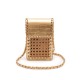 Bolsa Isla Mini Pouch Palha Sextavada New Croco New Gold
