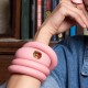 Pulseira Nádia Gimenes Pigmento Bracelete Pop Pink Dourado