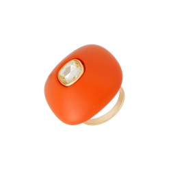 Anel Nádia Gimenes Pigmento Cristal Orange Dourado