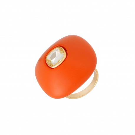 Anel Nádia Gimenes Pigmento Cristal Orange Dourado