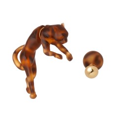 Brinco Nádia Gimenes Leopardo Front Back Animal Print Dourado