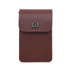 Bolsa Isla Phone Pouch Tampa Couro Caviar Pinhão