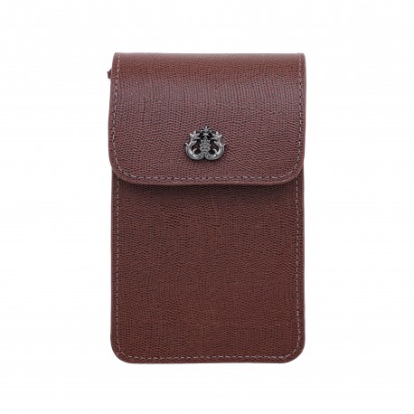 Bolsa Isla Phone Pouch Tampa Couro Caviar Pinhão
