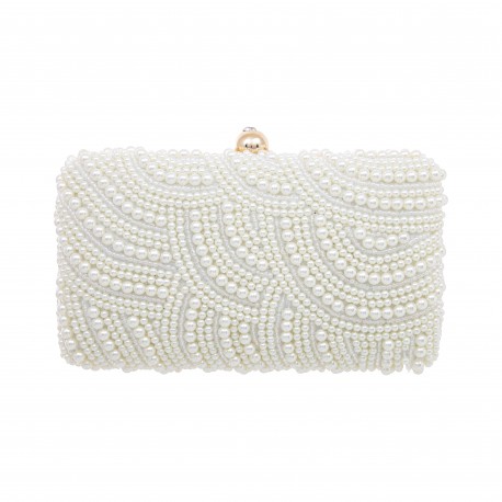 Bolsa Maria Chic Acessórios Clutch Bordada Pérolas Dourada