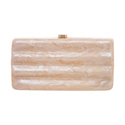 Bolsa Maria Chic Acessórios Clutch Tita Acrílica Ondulada Mel