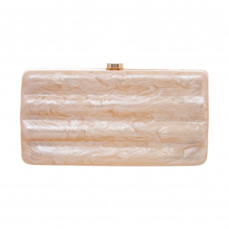 Bolsa Maria Chic Acessórios Clutch Tita Acrílica Ondulada Mel