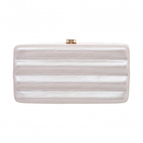 Bolsa Maria Chic Acessórios Clutch Tita Acrílica Ondulada Perola