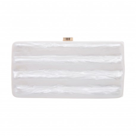 Bolsa Maria Chic Acessórios Clutch Tita Acrílica Ondulada Marfim