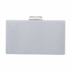 Bolsa Maria Chic Acessórios Clutch Retangular Gliter Prata