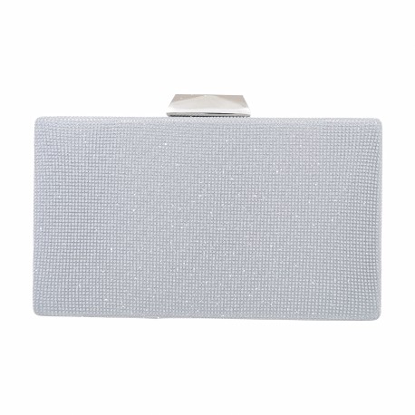 Bolsa Maria Chic Acessórios Clutch Retangular Gliter Prata