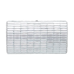 Bolsa Maria Chic Acessórios Clutch Retangular Cristais Prata