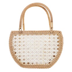 Bolsa Maria Chic Acessórios Bag Vime Natural e Branco
