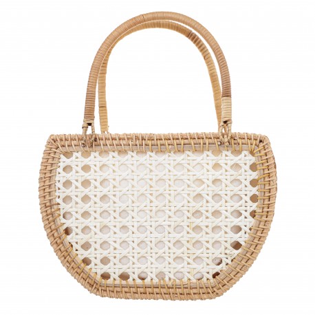 Bolsa Maria Chic Acessórios Bag Vime Natural e Branco