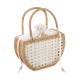 Bolsa Maria Chic Acessórios Bag Vime Natural e Branco