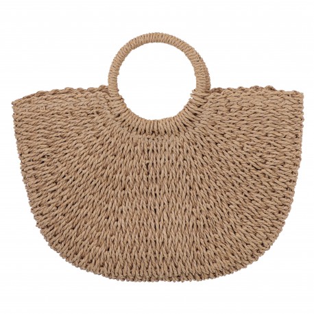 Bolsa Maria Chic Acessórios Palha Meia Lua Palha Bege 