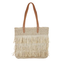 Bolsa Maria Chic Acessórios Maxi Franhas Palha Natural