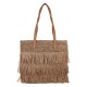 Bolsa Maria Chic Acessórios Maxi Franhas Palha Bege