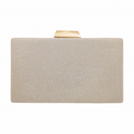 Bolsa Maria Chic Acessórios Clutch Retangular Gliter Dourada